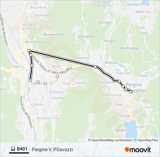 Percorso linea bus B401