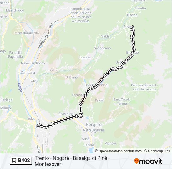 Percorso linea bus B402