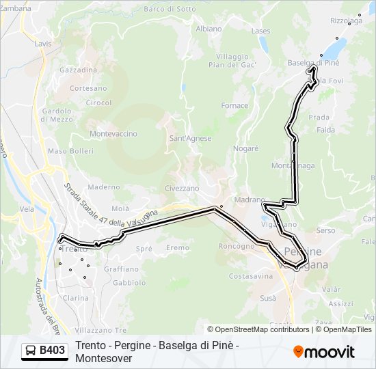 Percorso linea bus B403