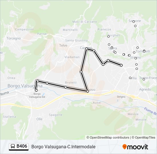 B406 bus Line Map