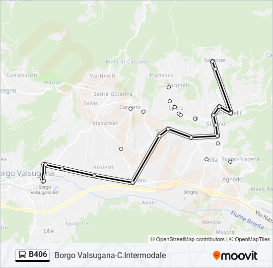 B406 bus Line Map