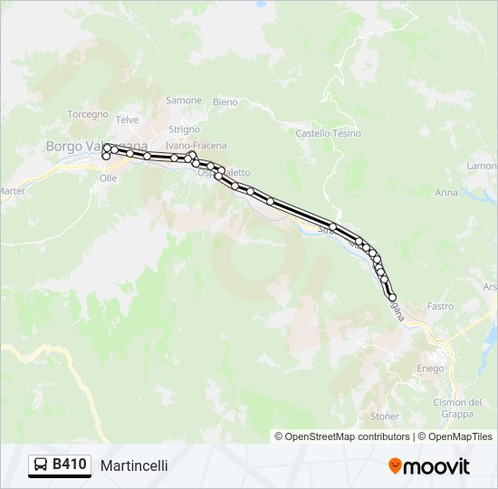 Percorso linea bus B410