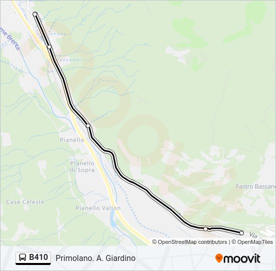 Percorso linea bus B410