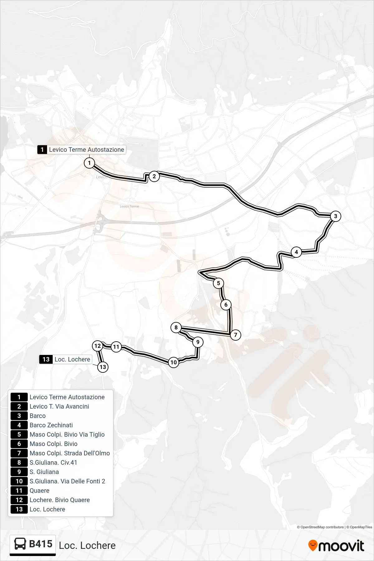 Linea B415 bus (Loc. Lochere) - Percorsi e fermate sulla mappa