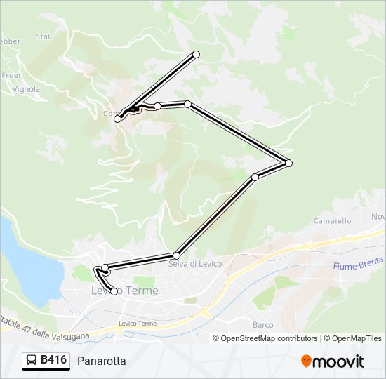 B416 bus Line Map