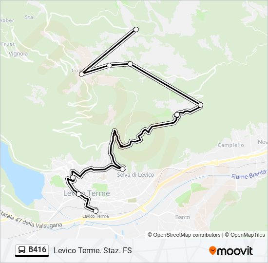 B416 bus Line Map