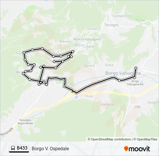 B433 Bus Line Map