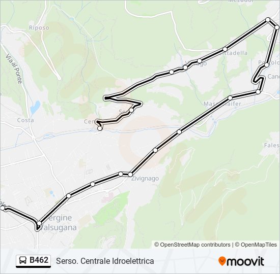 Percorso linea bus B462