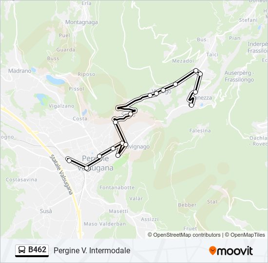 Percorso linea bus B462