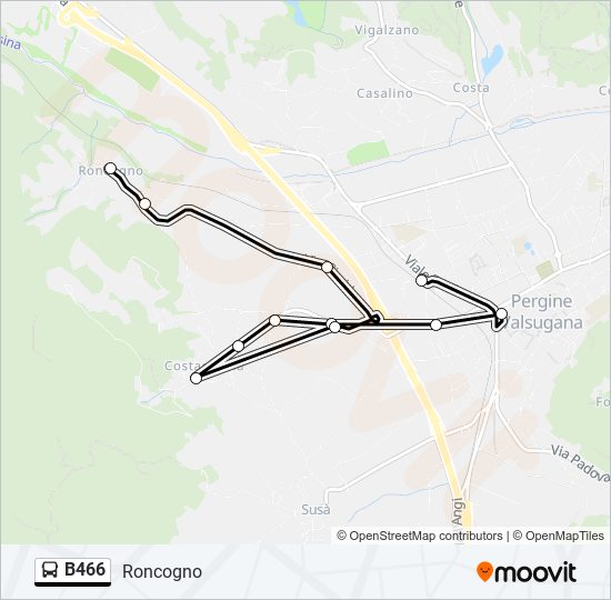 Percorso linea bus B466