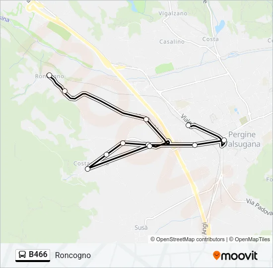 B466 Bus Line Map