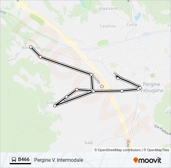 B466 bus Line Map