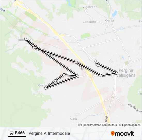 B466 Bus Line Map