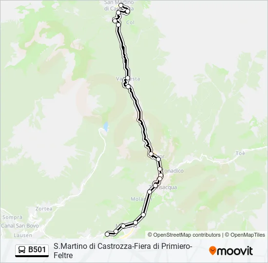 B501 Bus Line Map