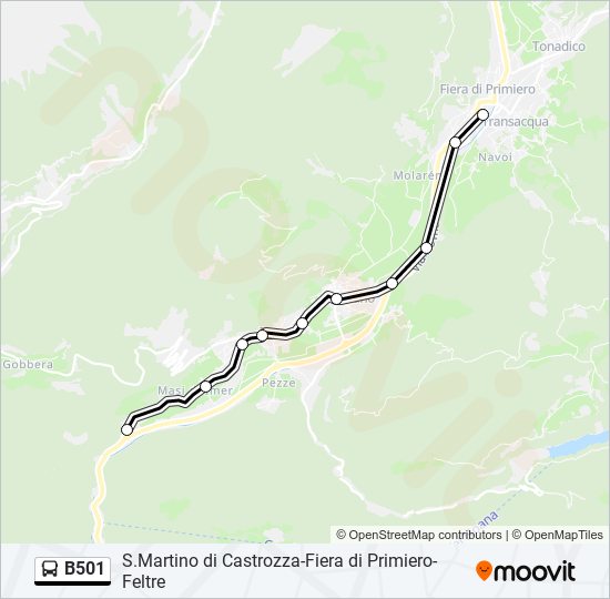 B501 bus Line Map