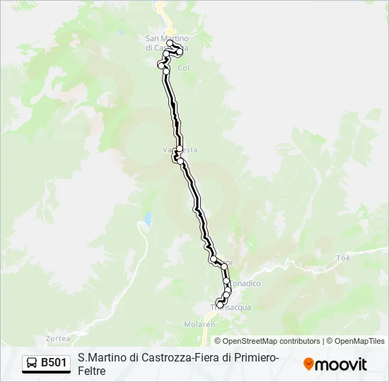 B501 Bus Line Map