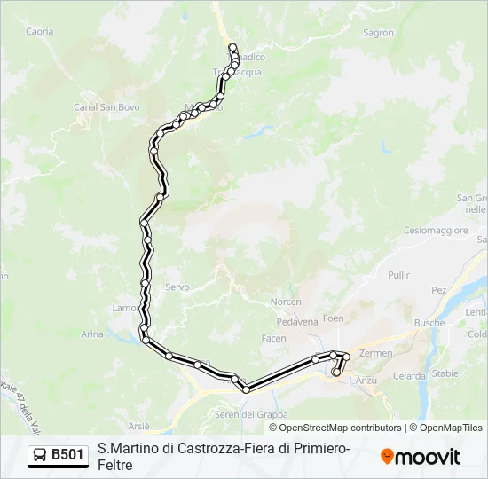 B501 Bus Line Map