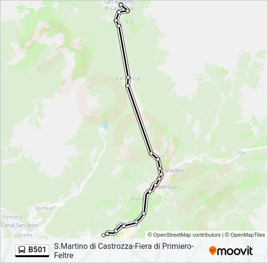 B501 Bus Line Map