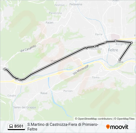 B501 Bus Line Map