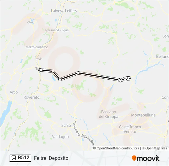 B512 Bus Line Map