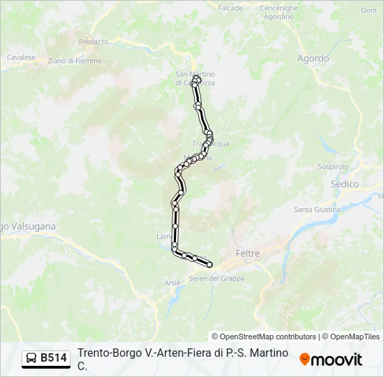 B514 Bus Line Map