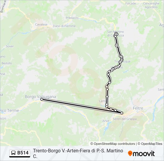 Percorso linea bus B514