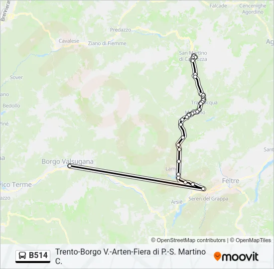 B514 Bus Line Map
