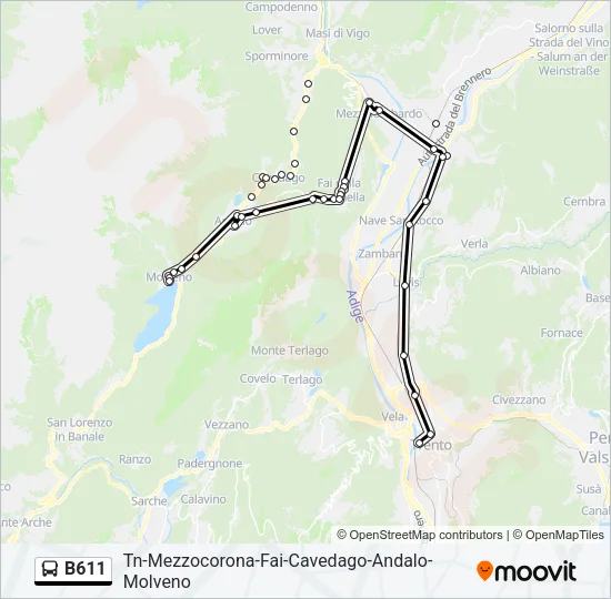 B611 Bus Line Map