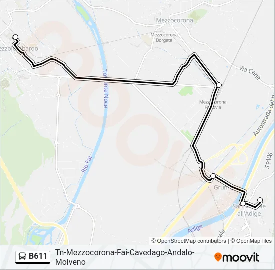 B611 Bus Line Map