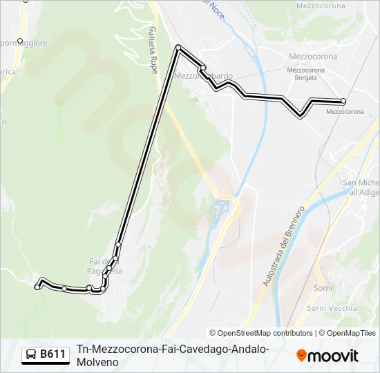 B611 Bus Line Map