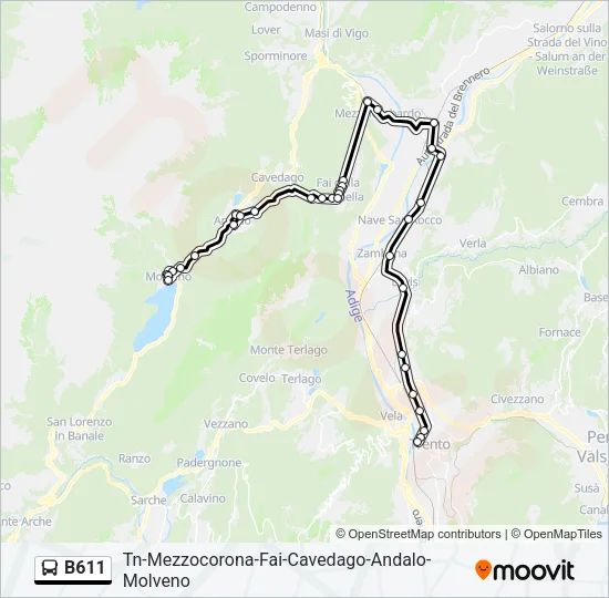 B611 Bus Line Map
