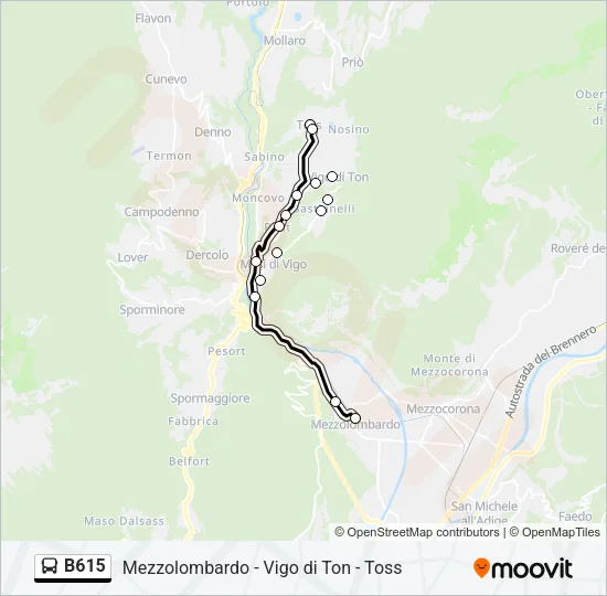 B615 Bus Line Map