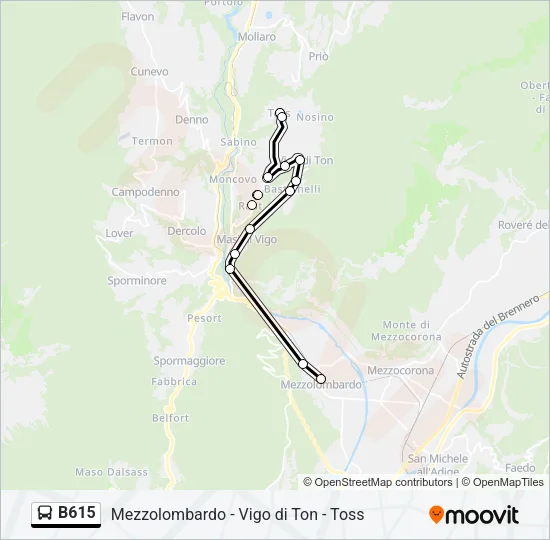 B615 Bus Line Map