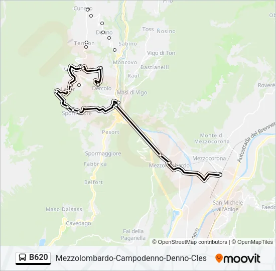 B620 Bus Line Map