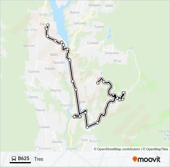 B625 Bus Line Map