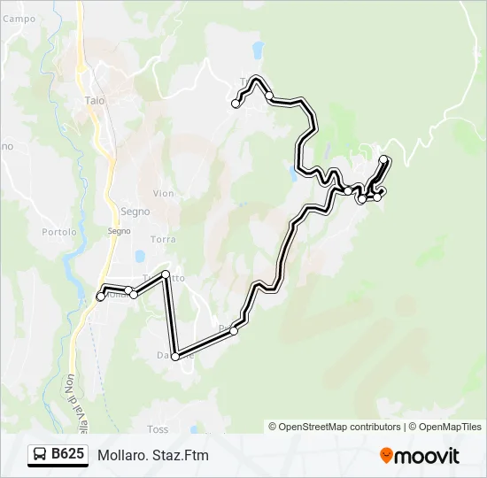 B625 Bus Line Map