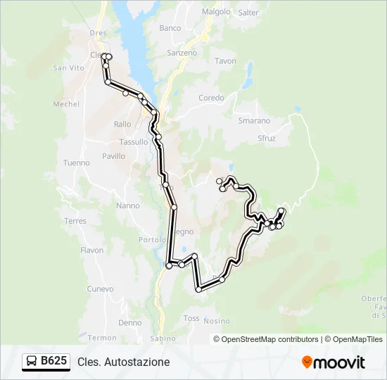 B625 Bus Line Map