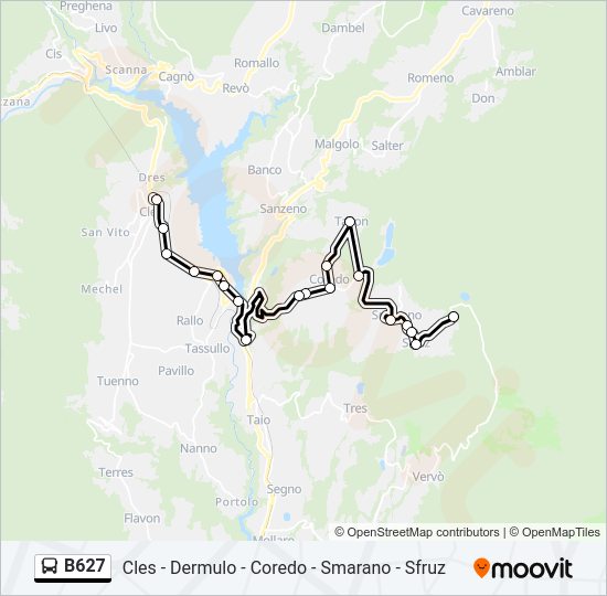 Percorso linea bus B627