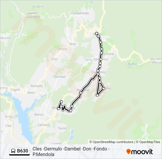 Percorso linea bus B630