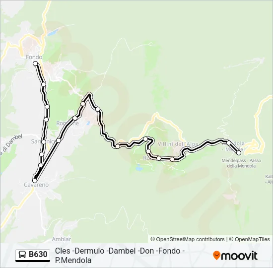 B630 Bus Line Map