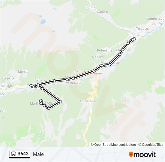 Percorso linea bus B643