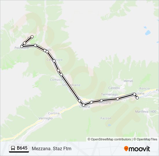 B645 bus Line Map