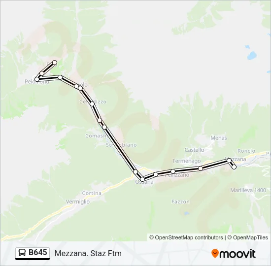 B645 Bus Line Map