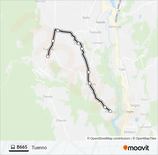 B665 Bus Line Map