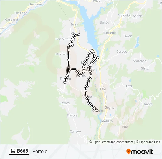 B665 Bus Line Map