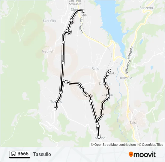 B665 Bus Line Map