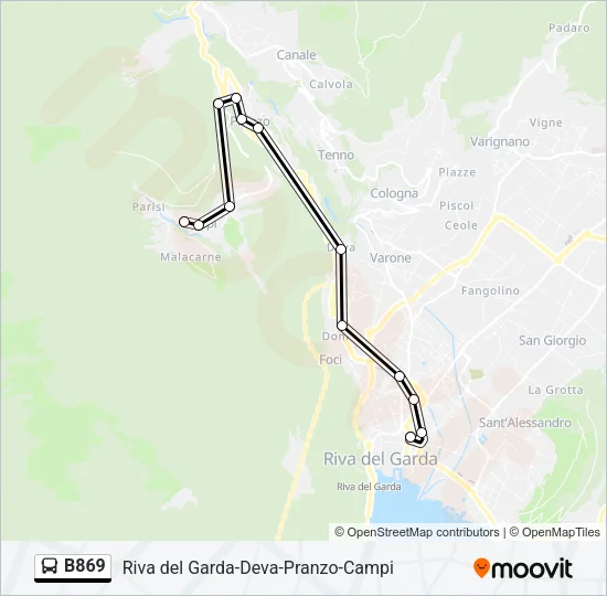 B869 Bus Line Map