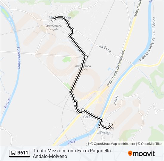 Percorso linea bus B611