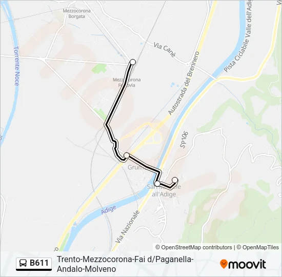 B611 Bus Line Map