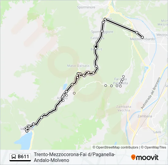 B611 Bus Line Map